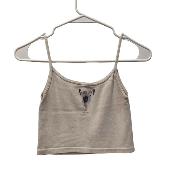 Brandy Melville Tops - Brandy Melville Cream Lace Fairy Don’t Care Tank Coquette Cottagecore Y2K Cute